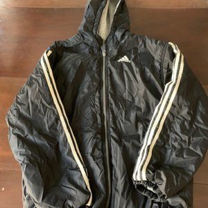 90s Adidas Reversible Jacket - Men's XL | Vintage Hooded Streetwear Logo Coat